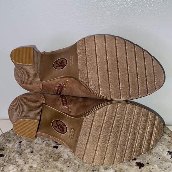 Sofft Willa Buckled Burnished Leather Stacked Heel Bootie-Twine Tan-Women’s 8M - Picture 14 of 16